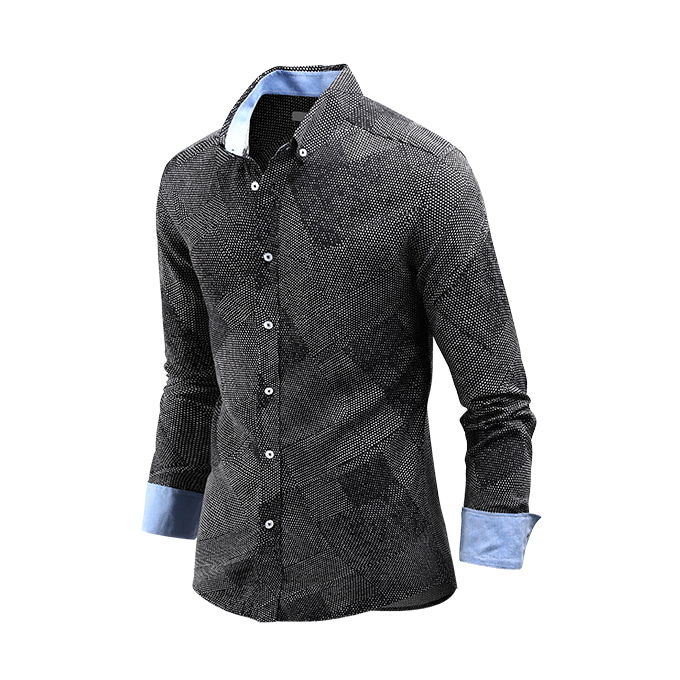 남성 코디 라코 도트스퀘어 패턴 남자 긴팔 셔츠 남방 C07D14_sp2168