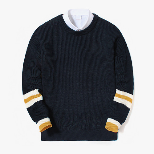 남자 스웨터 커프스 배색 오버핏 니트 _ts4049